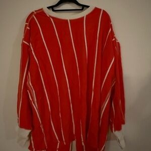 FP Movement by Free People Red and White Long Sleeve Top with Open Back